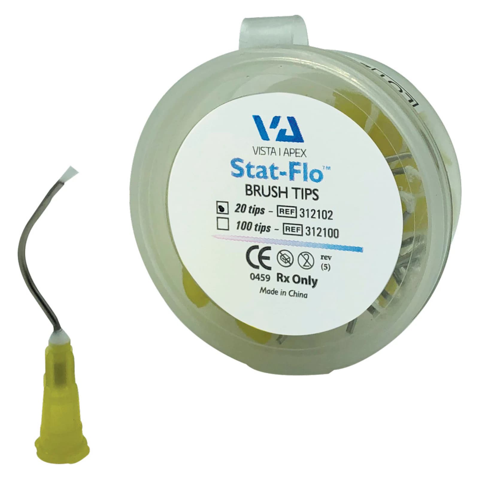 Stat-Flo Hemostatic Pre-Bent Brush Tips, 19 Gauge, Yellow, 100/Pk, 312100 thumbnail 6