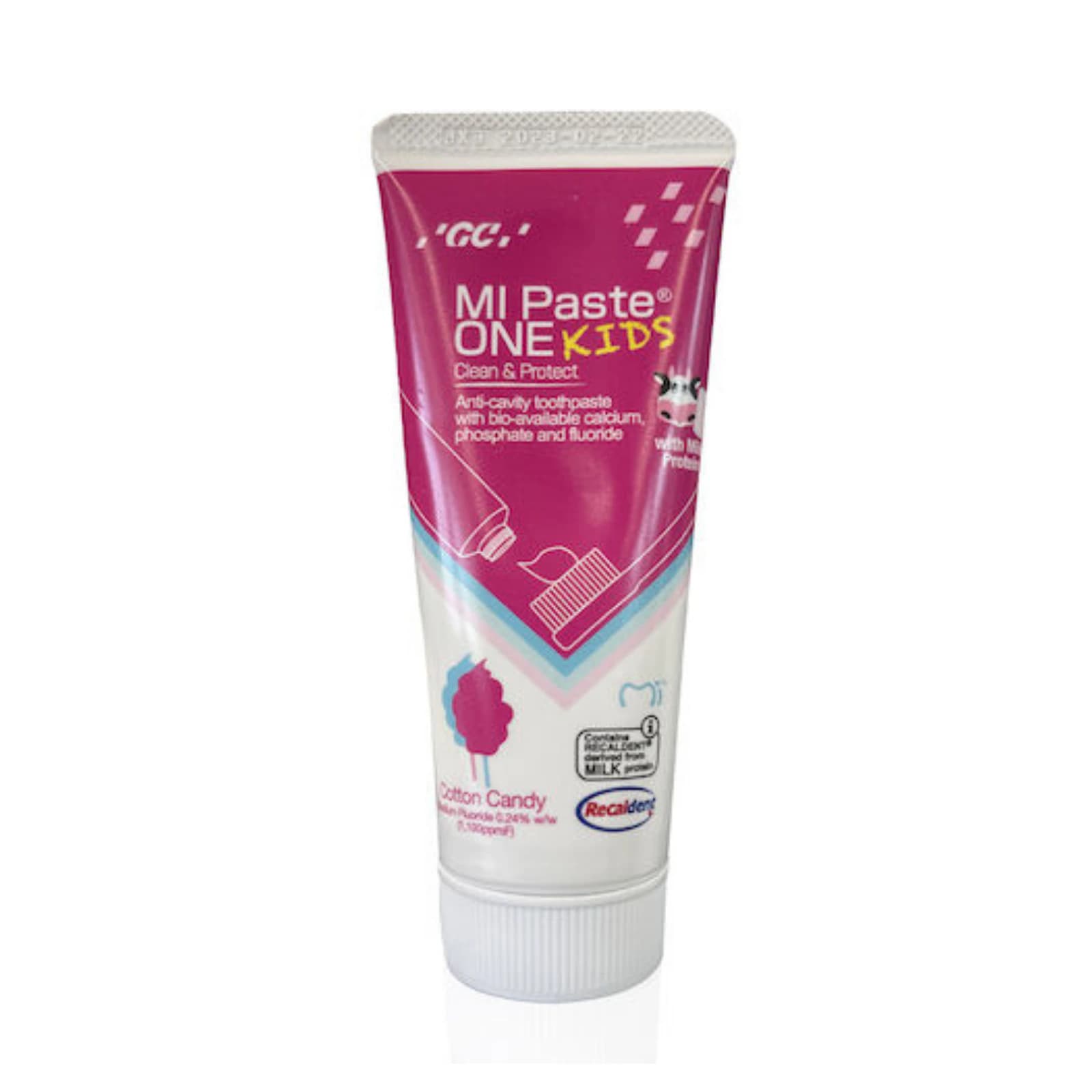 GC America MI Paste ONE Kids Anticavity Toothpaste, Cotton Candy, 0.2% Sodium Fluoride, 46g (35mL) Tube, 10/Box, 437140 thumbnail 2