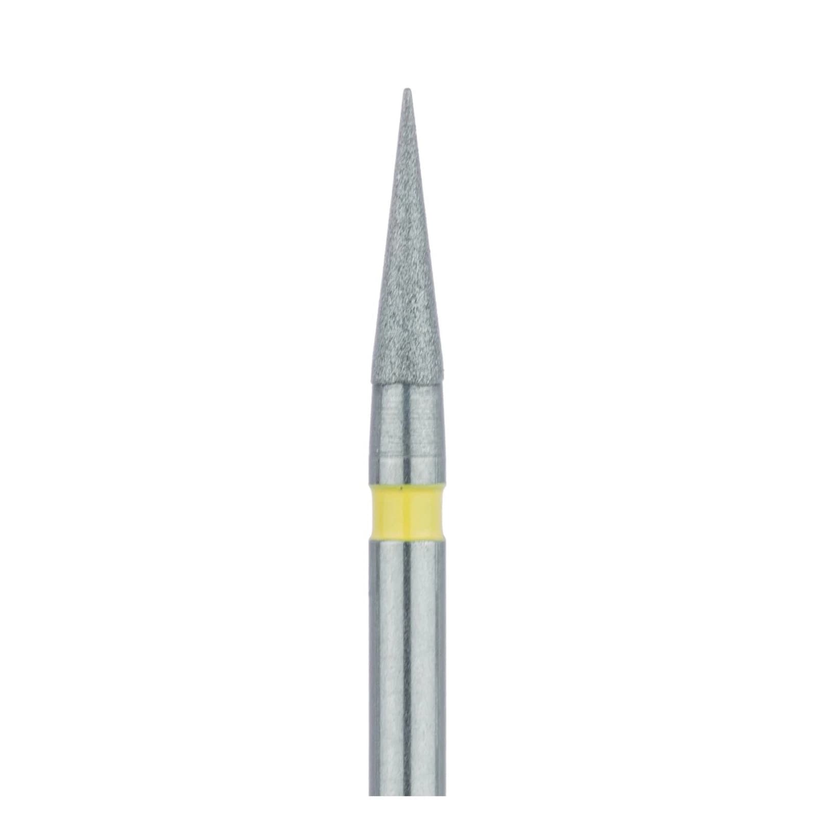 Meisinger 898C-014-FG Extra Fine Diamond Bur, Needle/Point End, Friction Grip, 1.4 mm Head Diameter, 6.0 mm Head Length, Yellow Ring, 5/Pkg thumbnail 3