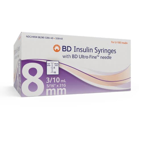 BD Insulin Syringe with Ultra-Fine Needle, 31G x 5/16", 0.3 mL, 1/2 Unit Markings, 500/Cs - Insulin Syringe w/Ultra-Fine Needle 31G x 5/16" 0.3mL 1/2" Unit 500/Cs - Image 1
