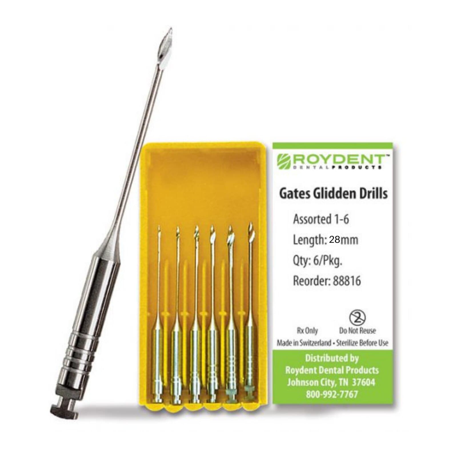 Roydent Gates Glidden Drills, Stainless Steel, Sizes 1-6, 28mm, 6/Pkg, 888S16 thumbnail 4