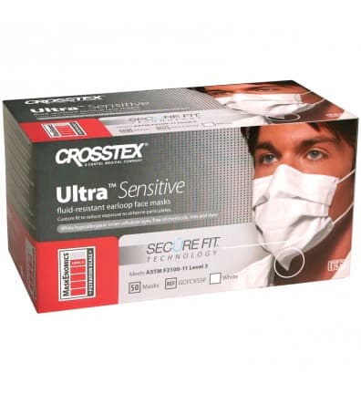Crosstex Ultra Sensitive Earloop Mask with Secure Fit Technology, ASTM Level 3, White, 50/Box, GCFCXSSF thumbnail 16