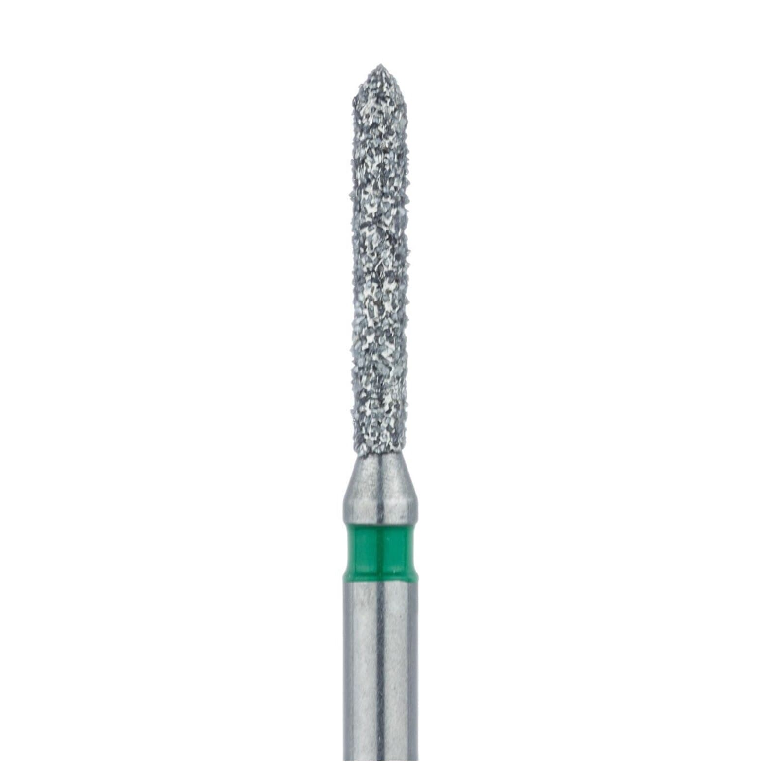 Meisinger 885G-012-FG Diamond Bur, Coarse (Green), Pointed Cylinder with Bevel Tip, Friction Grip, 1.2 mm Head Diameter, 8.0 mm Head Length, 5/Pack thumbnail 3