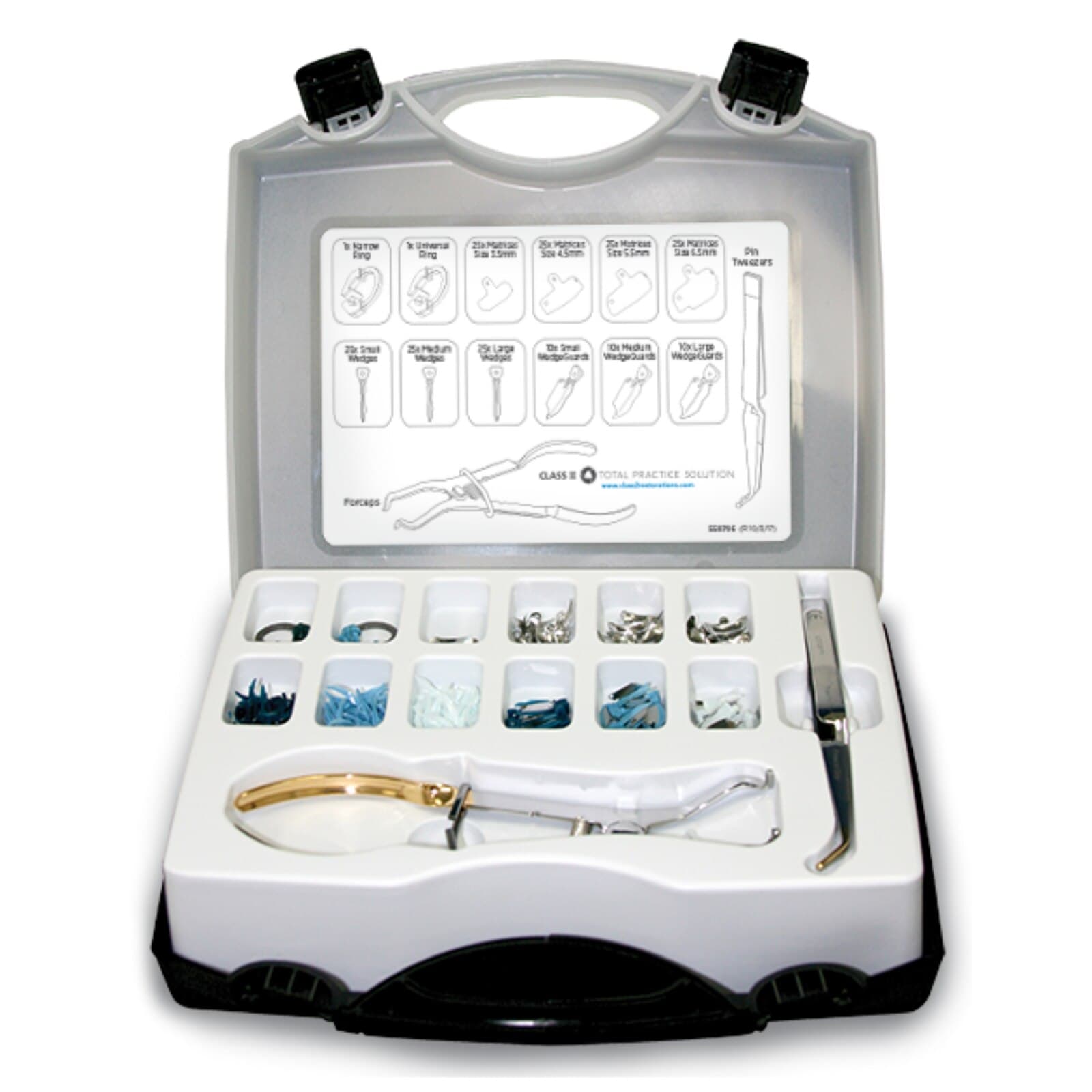 Palodent Plus EZ Coat Sectional Matrix System Introductory Kit, 100 Matrices, 75 Wedges, 30 WedgeGuards, 2 Rings, Forceps & Pin Tweezers, 659670 thumbnail 15