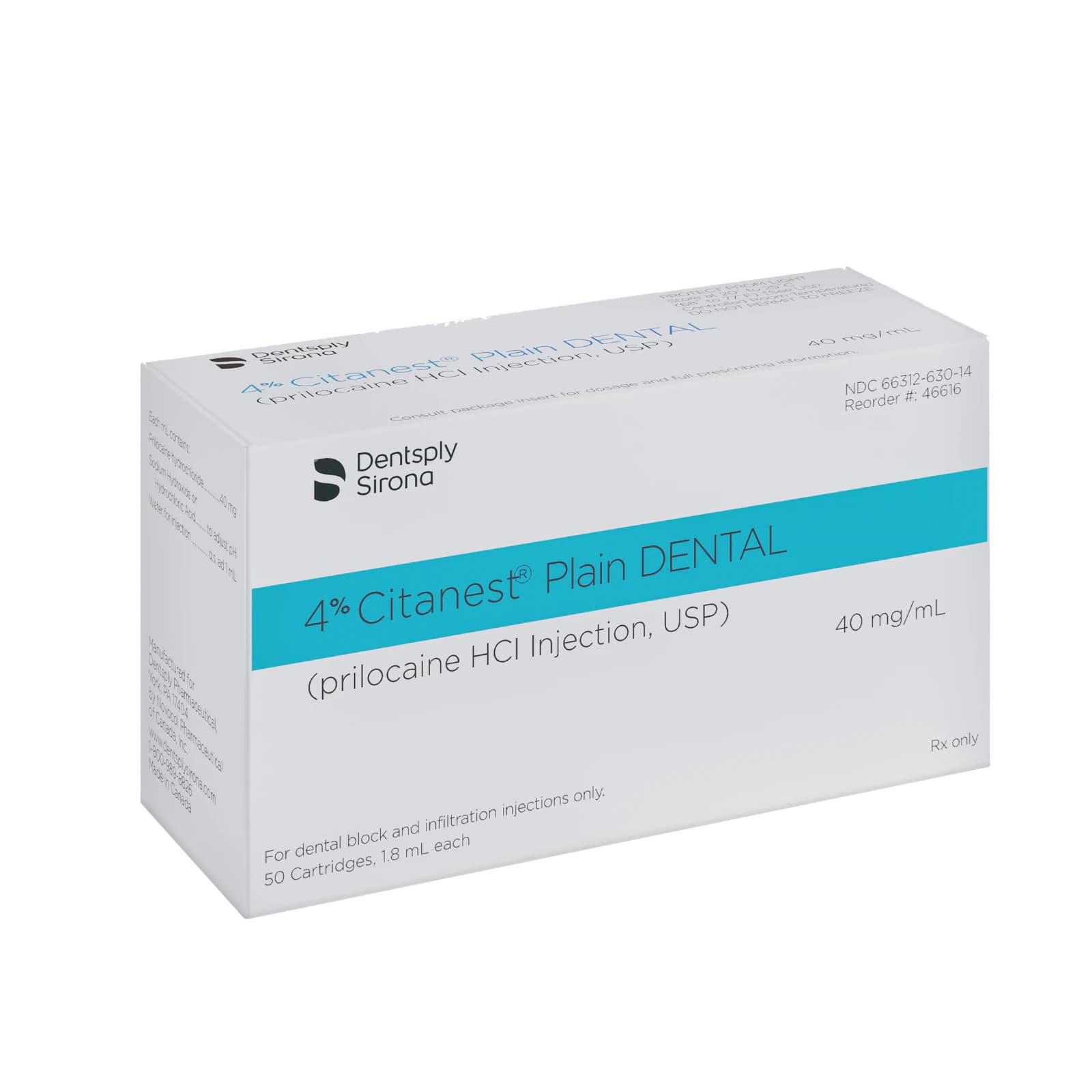 Citanest Plain 4% Prilocaine HCl Dental Anesthetic Cartridges, Without Vasoconstrictor, 1.8 mL, 50/Box, 46616 thumbnail 7