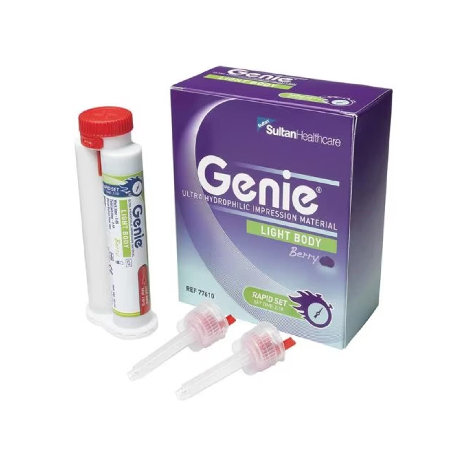Genie VPS Impression Material, Light Body, Rapid Set, Berry Flavor, Green, 2 x 50 ml Cartridges with Tips, 77610 thumbnail 6
