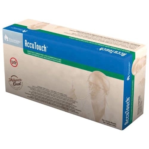 Dynarex AccuTouch Latex Examination Gloves, Powder-Free, Micro-Textured, Small, 100/Box - AccuTouch Latex Gloves 100/Pk Small - Image 1