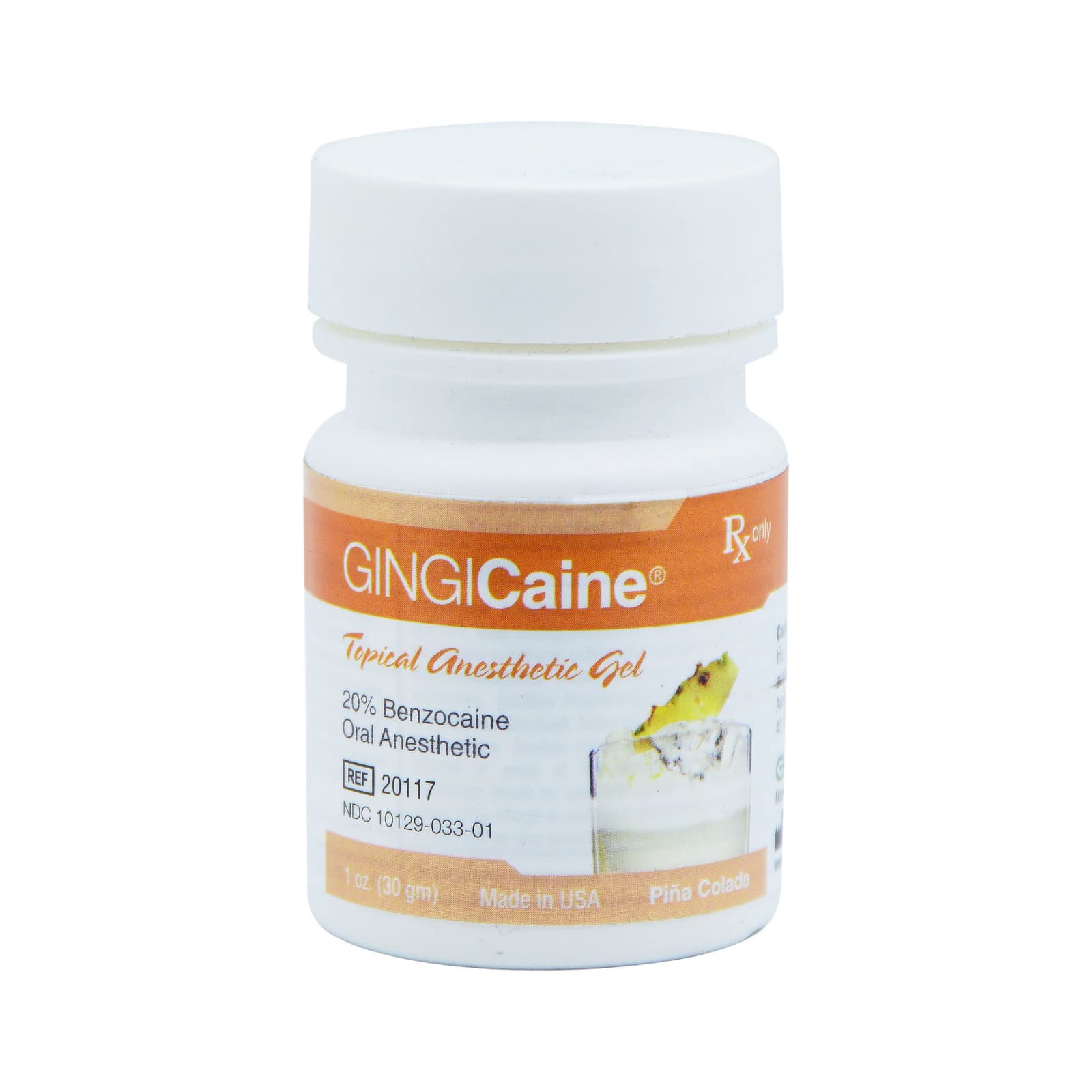 Gingicaine Topical Anesthetic Gel, 20% Benzocaine, Piña Colada, 1 oz Jar - Gingicaine Topical Gel Pina Colada 1oz/Jr - Image 1