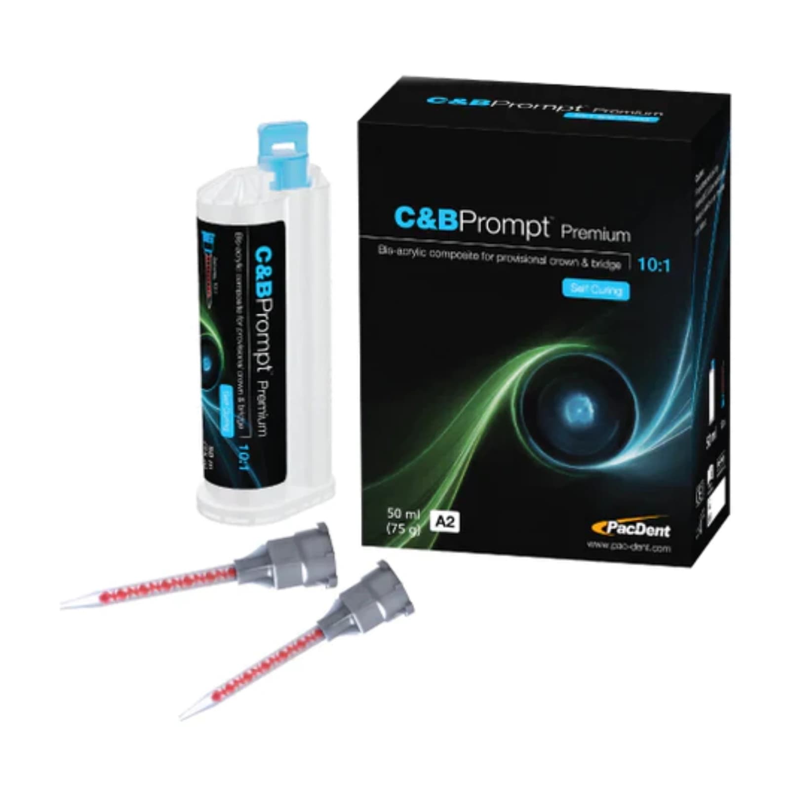C&B Prompt 10:1 Temporary Crown & Bridge Material, Shade A2 Intro Pack, 50ml (75gm) Cartridge, PD-126-A2 - C&B Prompt Temporary Crown & Bridge Material, Shade A2 Intro Pack. Includes: - Image 1