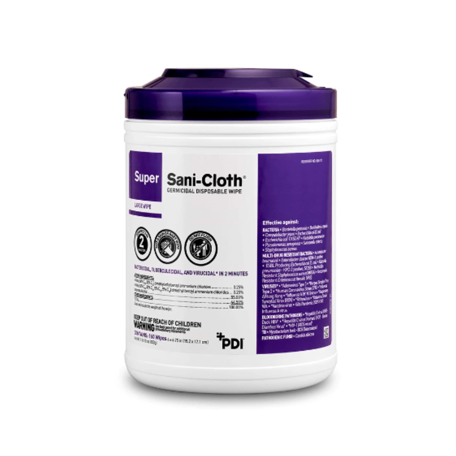 PDI Super Sani-Cloth Germicidal Disposable Wipes, X-Large, 7.5" x 15", 75/Canister, P86984 thumbnail 11