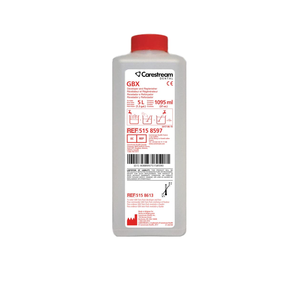 Carestream GBX Developer & Replenisher Concentrate, Makes 5 L, 37 oz. Bottle, 5158597 thumbnail 3