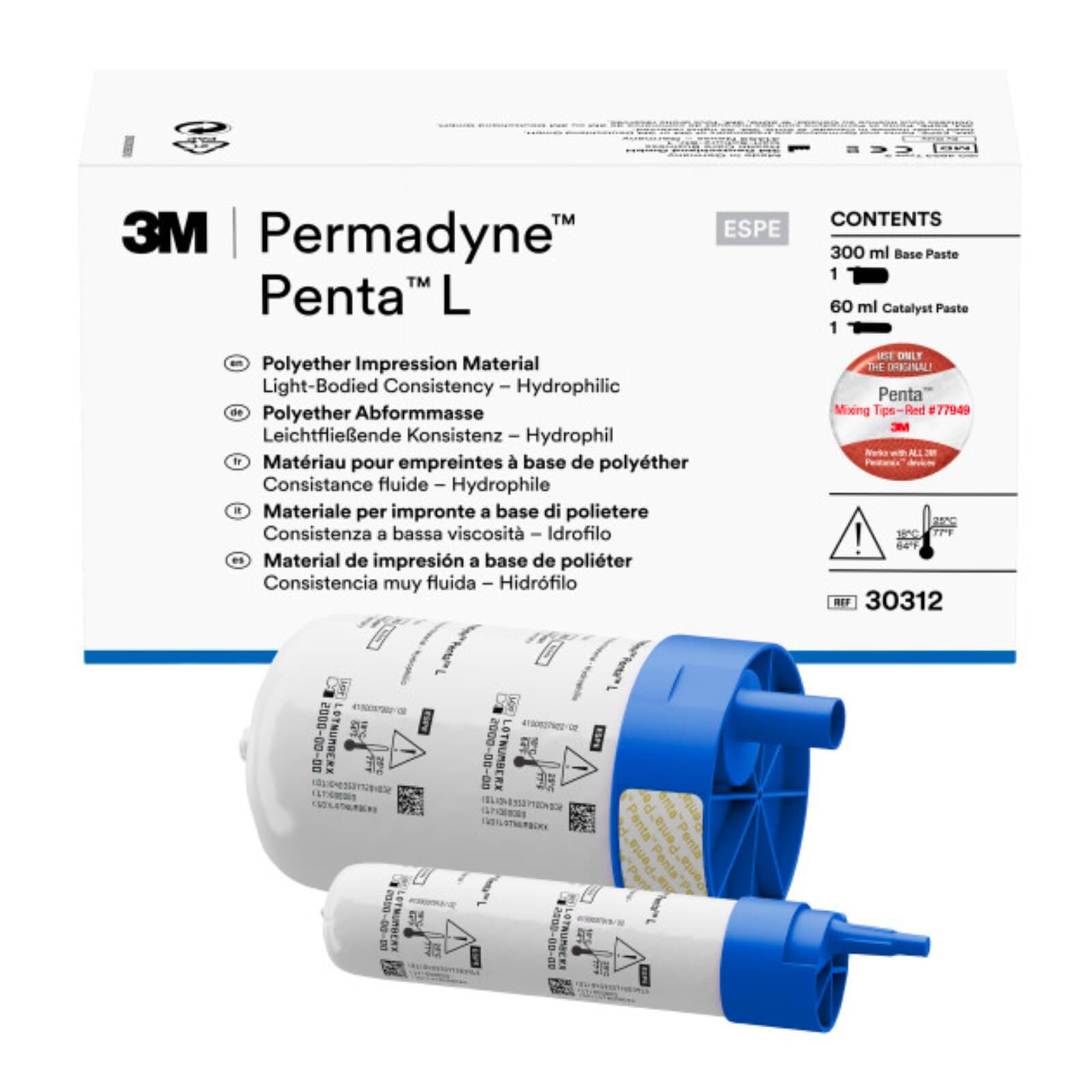 3M™ Permadyne™ Penta™ L Polyether Impression Material Refill, Light Body, Blue, 1 Base (300 ml) + 1 Catalyst (60 ml), 30312 thumbnail 3