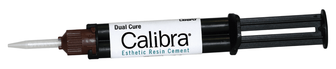 Calibra Esthetic Resin Cement, Dual Cure Automix Syringe Refill, Shade Dark, 4.5 g Syringe with 10 Mixing Tips - Calibra Dual Cure Automix Dark Syringe 4.5g - Image 1
