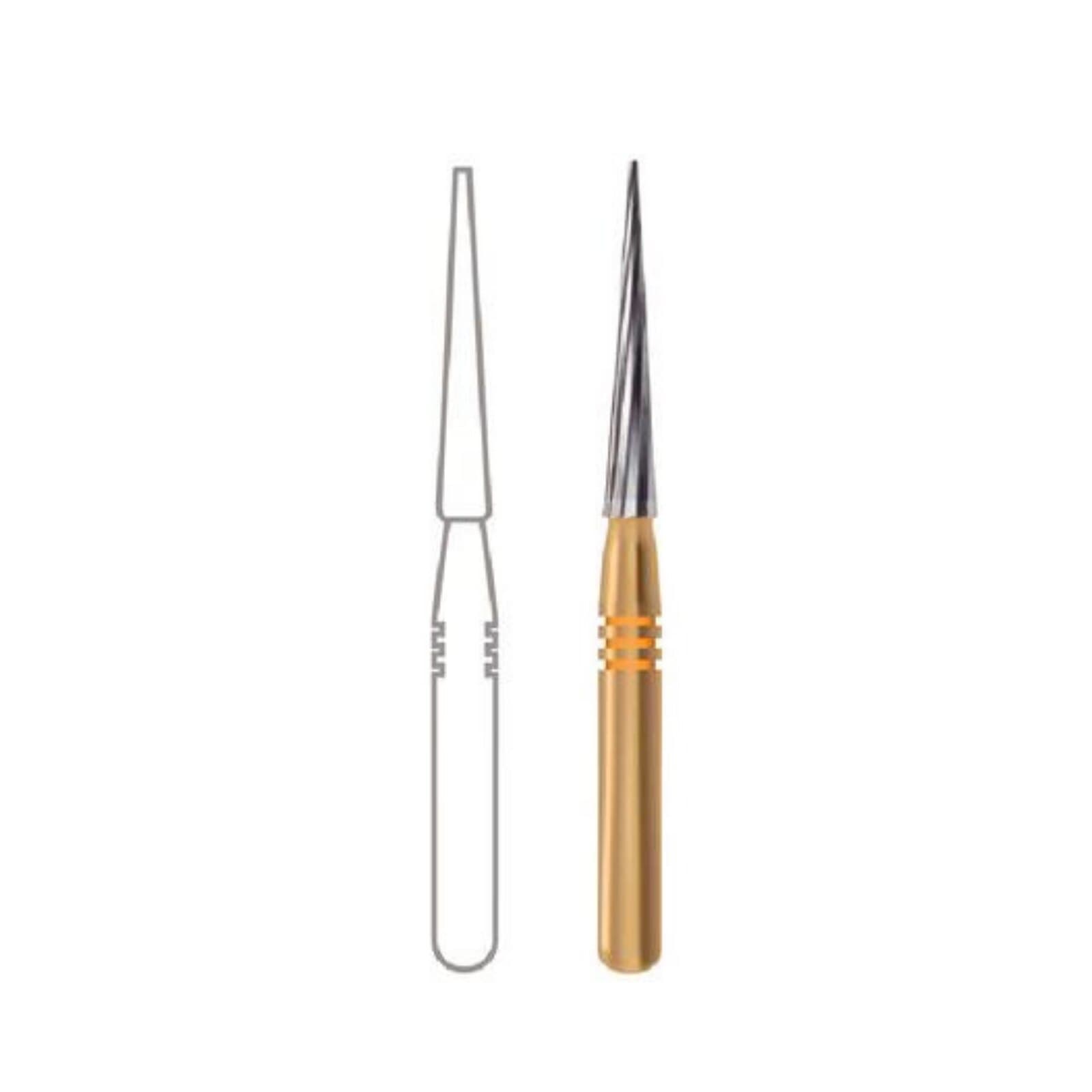 Midwest Esthetic Finishing Carbide Bur, FG, Taper, 12-Blade, #7613, 1.4mm Diameter, 8.8mm Length, 10/Pk, 379111 thumbnail 2