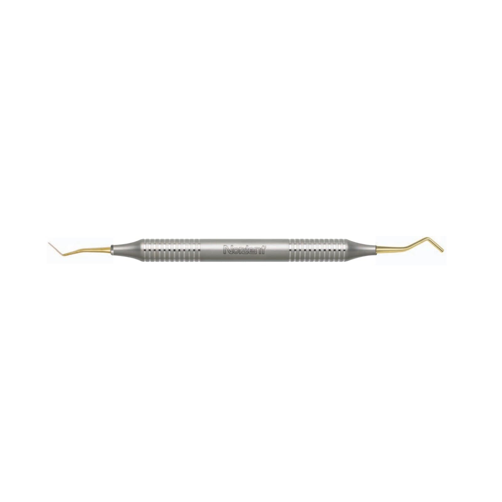 Nordent Composite Placement Instrument #56, Paddle/Condenser, Titanium Nitride Coated, Double End, DuraLite® ColorRings™ Handle, Stainless Steel - Composite Placement Instrument – # 56, Paddle/Condenser, Titanium Nitride Coated, DuraLite® ColorRings™ Handle, Stainless Steel, Double End - Composite Placement Instrument – # 56, Paddle/Condenser, Titanium Nitride Coated, DuraLite® ColorRings™ Handle, Stainless Steel, Double End - Image 1
