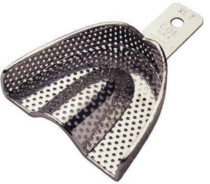 COE Nickel-Plated Extra Long Perforated Impression Tray #XL7, Upper, Extra Wide, Individual, 269071 - Nickel-Plated Extra Long Perforated Tray - Tray #XL7 Individual Long Uppers (Extra Wide) GC America 269071 - Image 1