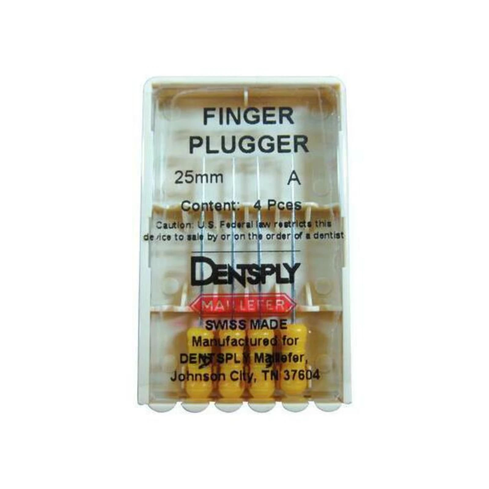 Dentsply Maillefer Finger Plugger, Size D (Green), Plastic Handle, 25mm, 4/Pkg, 671713 - Finger Pluggers PH D/GR 25mm 4/Pk - Image 1