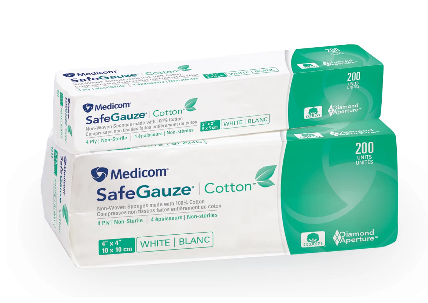 Medicom SafeGauze Cotton Non-Woven Sponges, 4" x 4", 4-Ply, Non-Sterile, 2000/Case, 4844 thumbnail 4