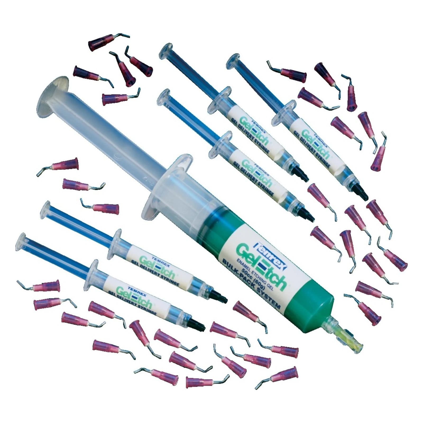 Temrex Gel-Etch 35% Phosphoric Acid Etching Gel Bulk Complete Kit, 60 g Syringe, 5 Empty Syringes & 50 Tips, 6575 thumbnail 13