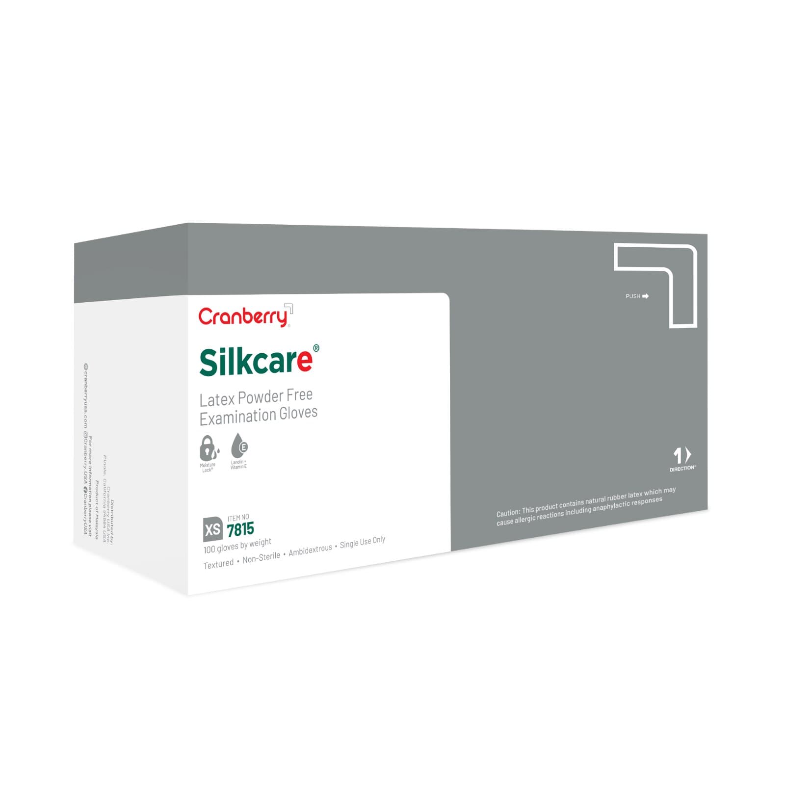 Cranberry Silkcare PF Powder-Free Latex Examination Gloves, X-Small, Micro-Web Textured, 100/Box, 7815 - Silkcare PF Latex Gloves X-Small 100/Bx - Image 1
