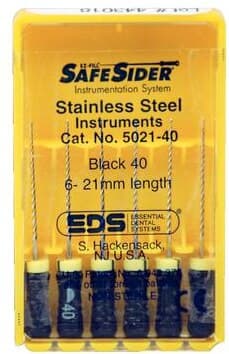SafeSiders Endodontic Hand Reamers, 21 mm, 0.02 Taper, Size #40, Black, Stainless Steel, 6/Pkg, 5021-40 thumbnail 5