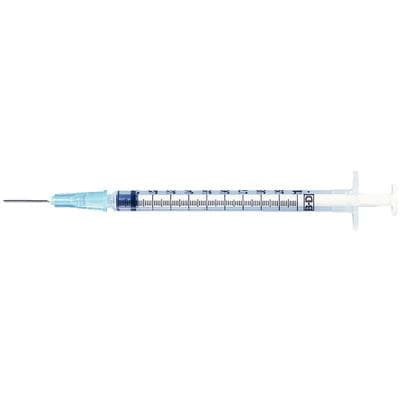 BD Tuberculin Syringe with Needle, Slip Tip, 1 mL, 25G x 5/8", Blue, 100/Box, 309626 thumbnail 7
