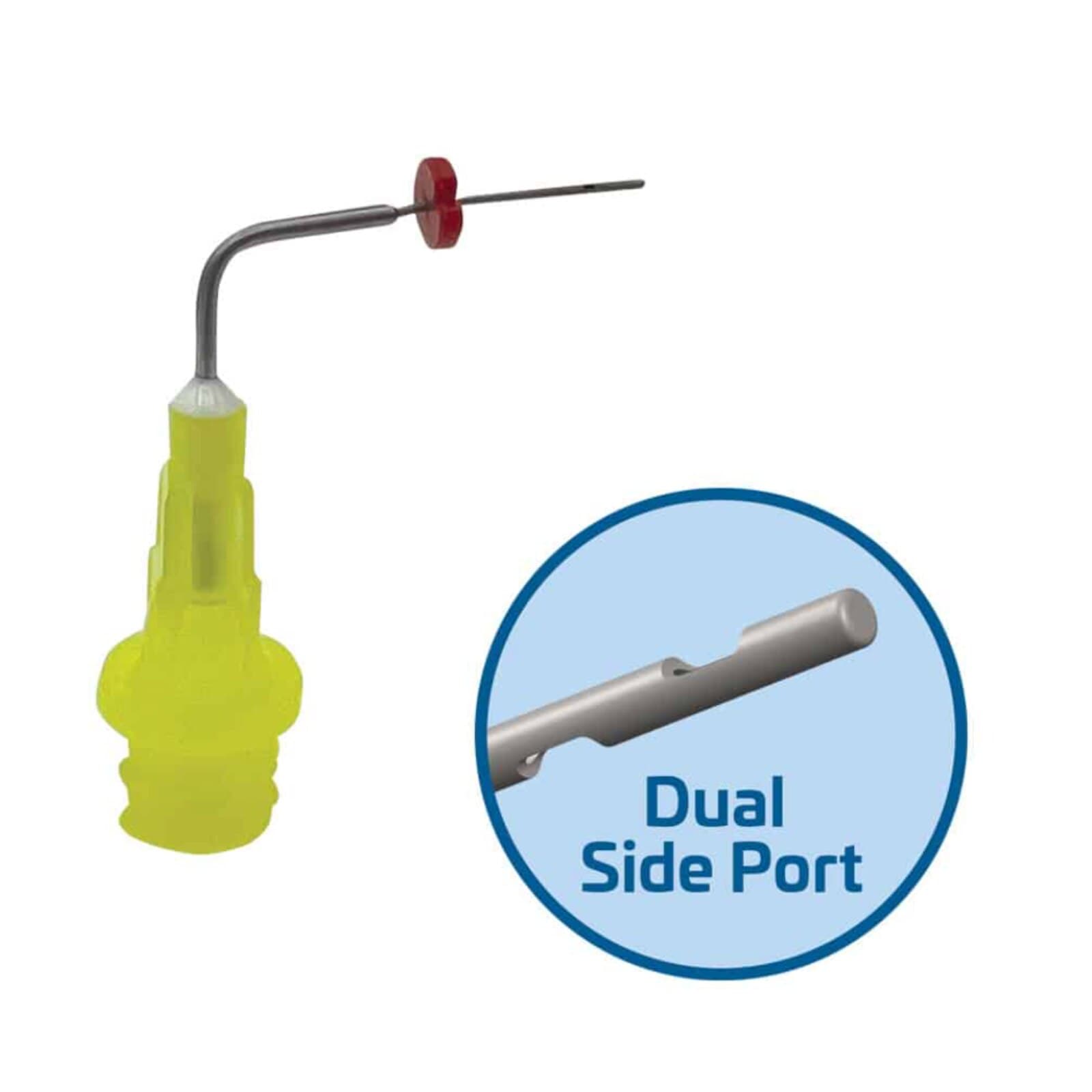 Voyager Pre-Bent Dual Side Port Irrigating Tips, 27 Gauge, 17mm, Yellow, 50/Pk, #315727 thumbnail 2