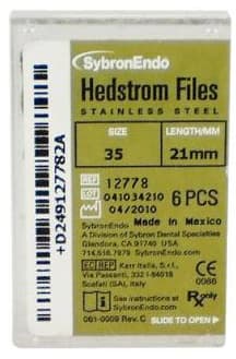 Sybron Endo Hedstrom Files, Stainless Steel, 21 mm, #35, Green, 6/Pk, 12778 thumbnail 8