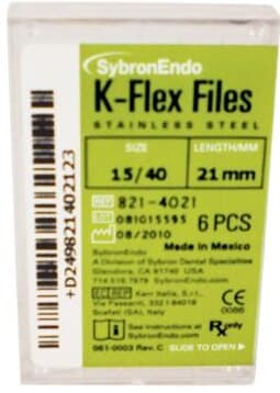 Kerr K-Flex Endodontic Files, Stainless Steel, 21mm, Assorted #15-40, 6/Pack, 821-4021 thumbnail 8