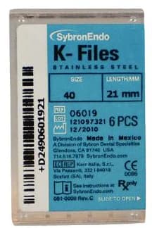 SybronEndo K-Files Stainless Steel 21mm #40, Black Handle, 6/Box, 06019 thumbnail 3