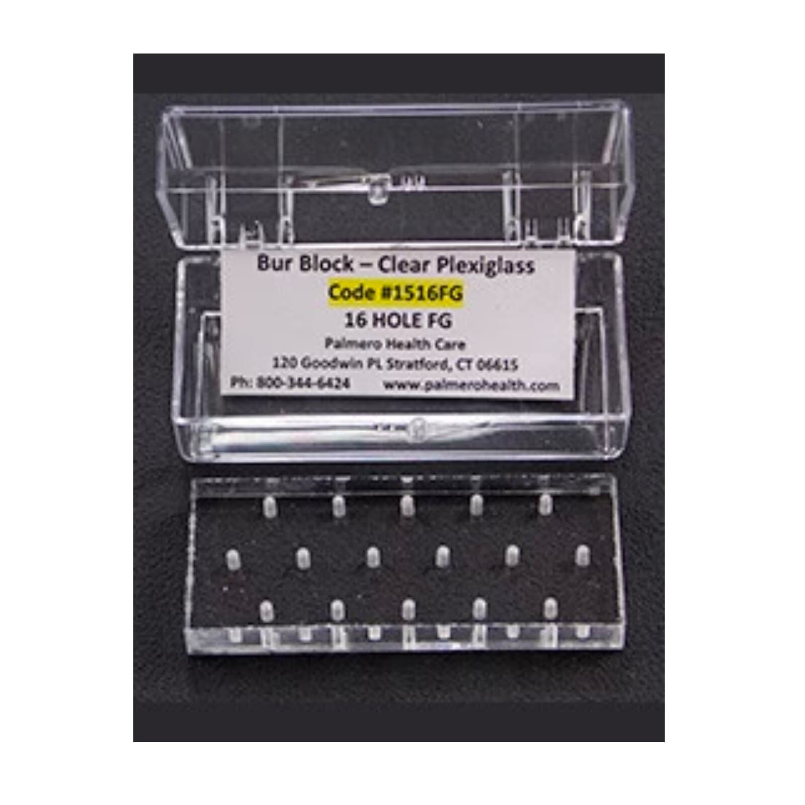 Palmero Clear Plexiglass Bur Block, 16 Hole FG, 1 Each thumbnail 2