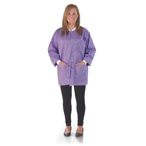 SafeWear Hipster Jacket, Large, Plum Purple, 45 g/m2 SMS, AAMI Level 2, 12/Pk, 8103-C thumbnail 9