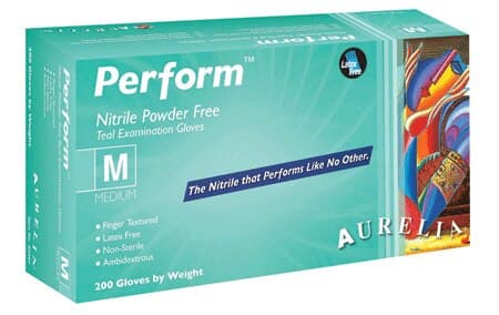 Aurelia Perform Nitrile Exam Gloves, X-Large, Powder-Free, Latex-Free, Teal, 200/Box - Aurelia Perform Nitrile Gloves X-Large 200/Box - Image 1