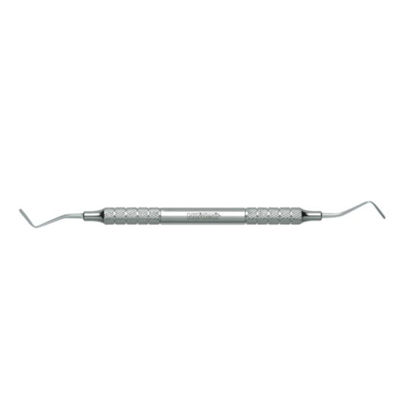 Nordent Gingival Cord Packer, Double End, Plain (Smooth), 45 Degree Offset Blades, Medium Round Handle, #N113 - Gingival Cord Packing Instrument – # N113, Straight Blades, Double End - Plain (Smooth) - Image 1