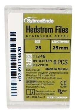 Sybron Endo Hedstrom Files, Stainless Steel, 25 mm, Size #25, Red, 6/Pk, 11346 thumbnail 12