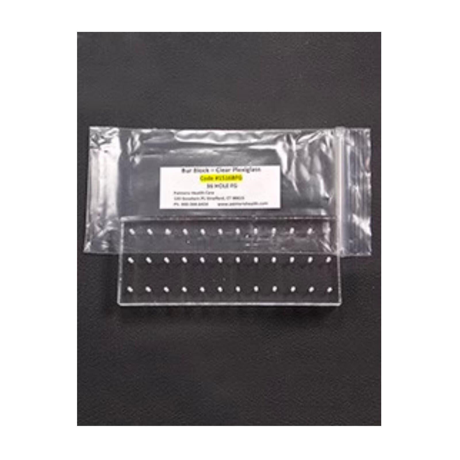 Palmero Clear Plexiglass Bur Block, 36-Hole, RA (Latch), 5" x 2" x 0.5", 1/Pk, 1516BLATCH thumbnail 2