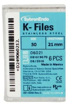Kerr K-Files Stainless Steel #50 (Yellow) 21mm, 6/Pack, 06021 thumbnail 8