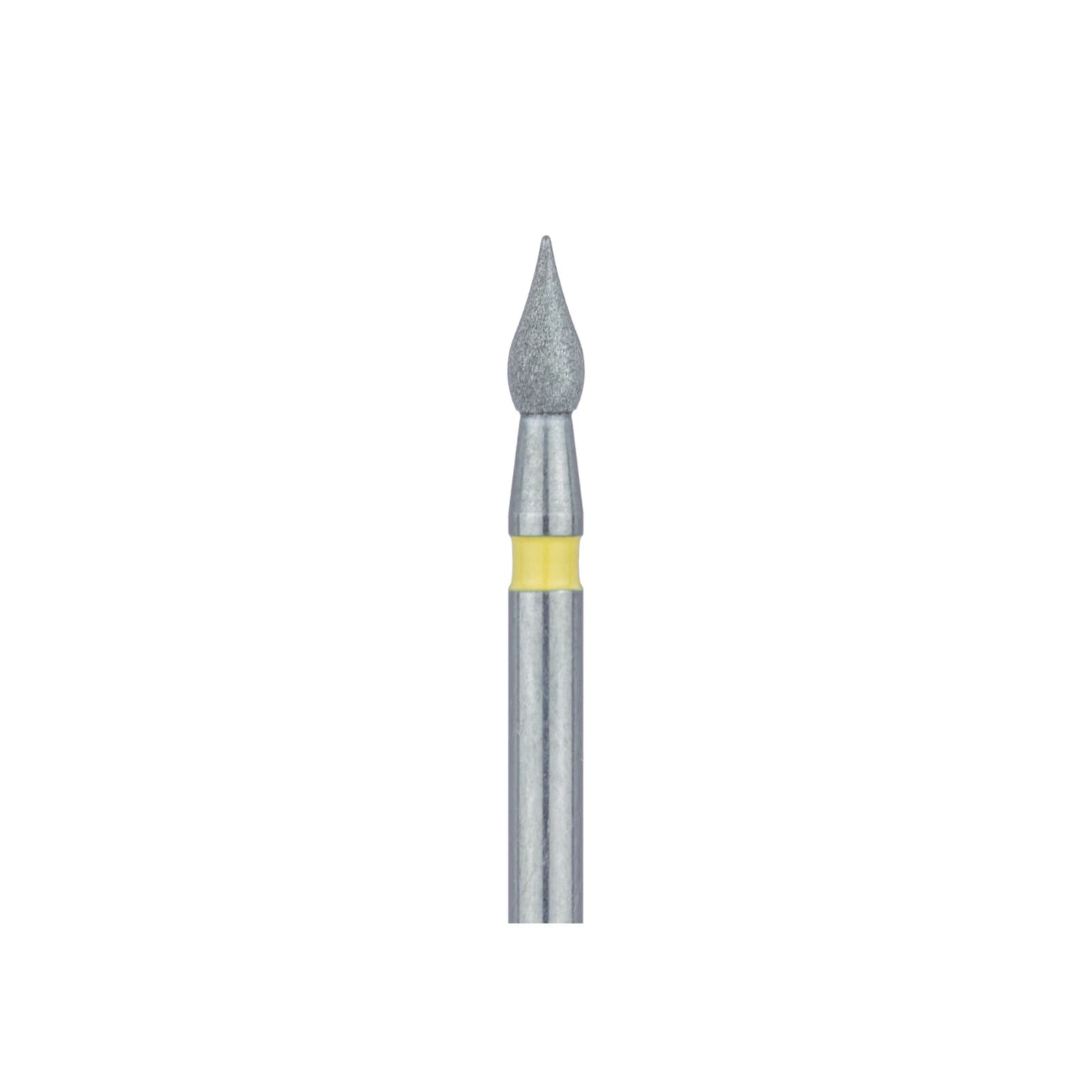 Meisinger 827C-018-FG Extra Fine (Yellow) Diamond Bur, Friction Grip, Onion/Flame Shape, 1.8 mm Head Diameter, 4.0 mm Head Length, 5/Pk thumbnail 2