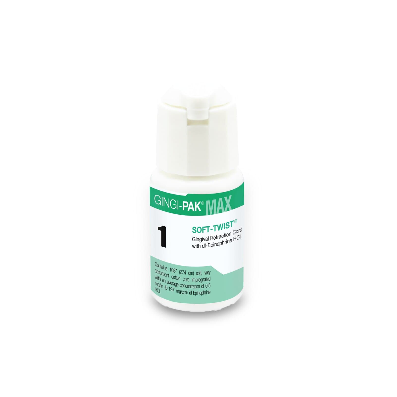 Gingi-Pak MAX Soft-Twist Retraction Cord, #1 Thin, Epinephrine HCl, 108" per Bottle, 10105M thumbnail 3