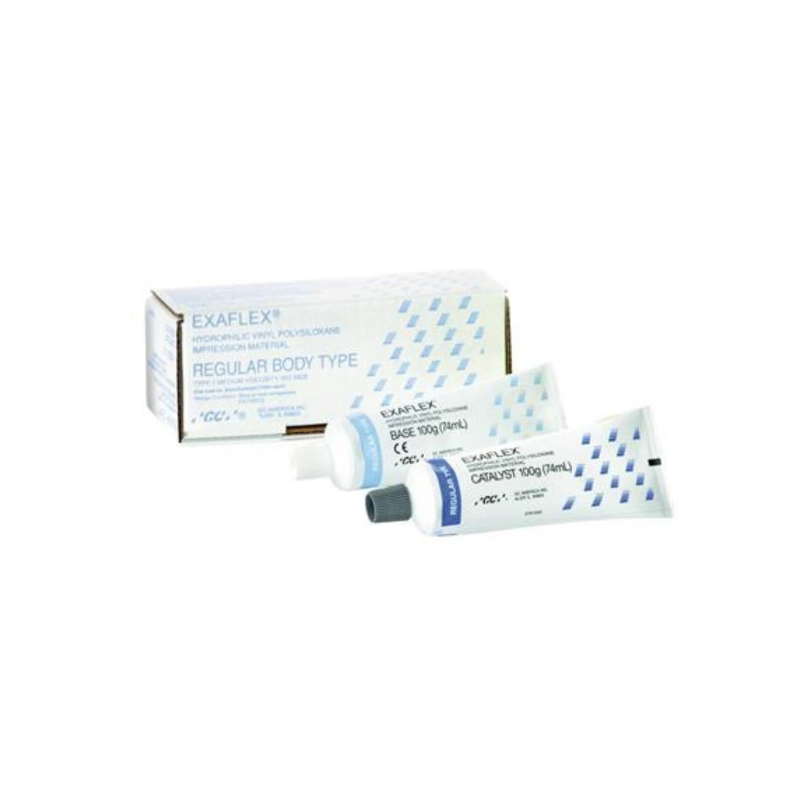 GC America Exaflex Regular Body Hydrophilic VPS Impression Material, Blue, Clinic Package (20 Base + 20 Catalyst Tubes, 74 mL each), 138020 thumbnail 2