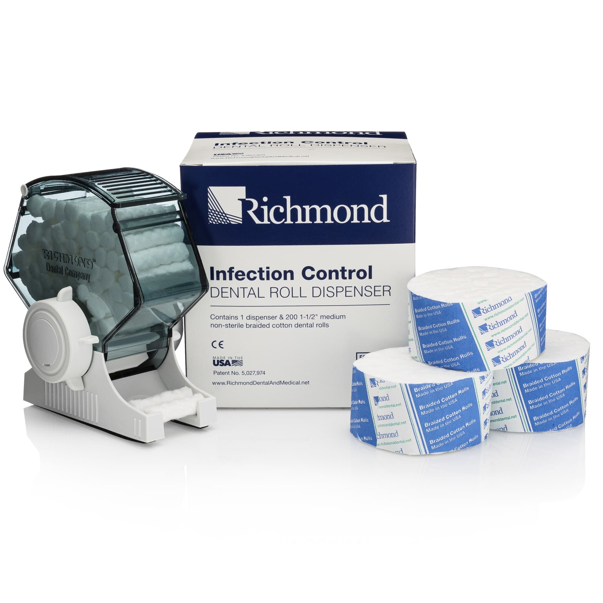 Richmond Dental Infection Control Cotton Roll Dispenser, White, with 200 Braided Cotton Rolls, 1/Pk, 200424 thumbnail 9
