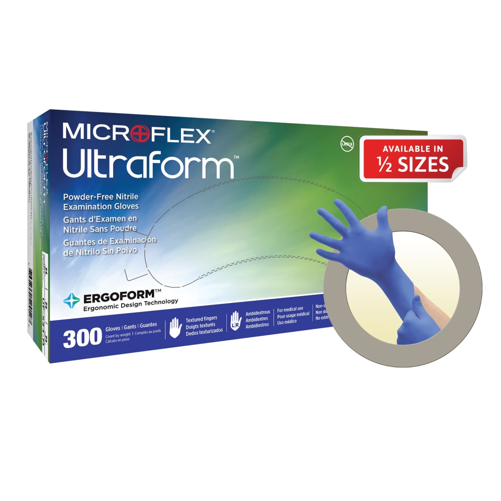 Ultraform® Powder Free Nitrile Exam Gloves, Extra Small, Cobalt Blue, Textured, Non-Sterile, 300/Box, UF-524-XS thumbnail 8