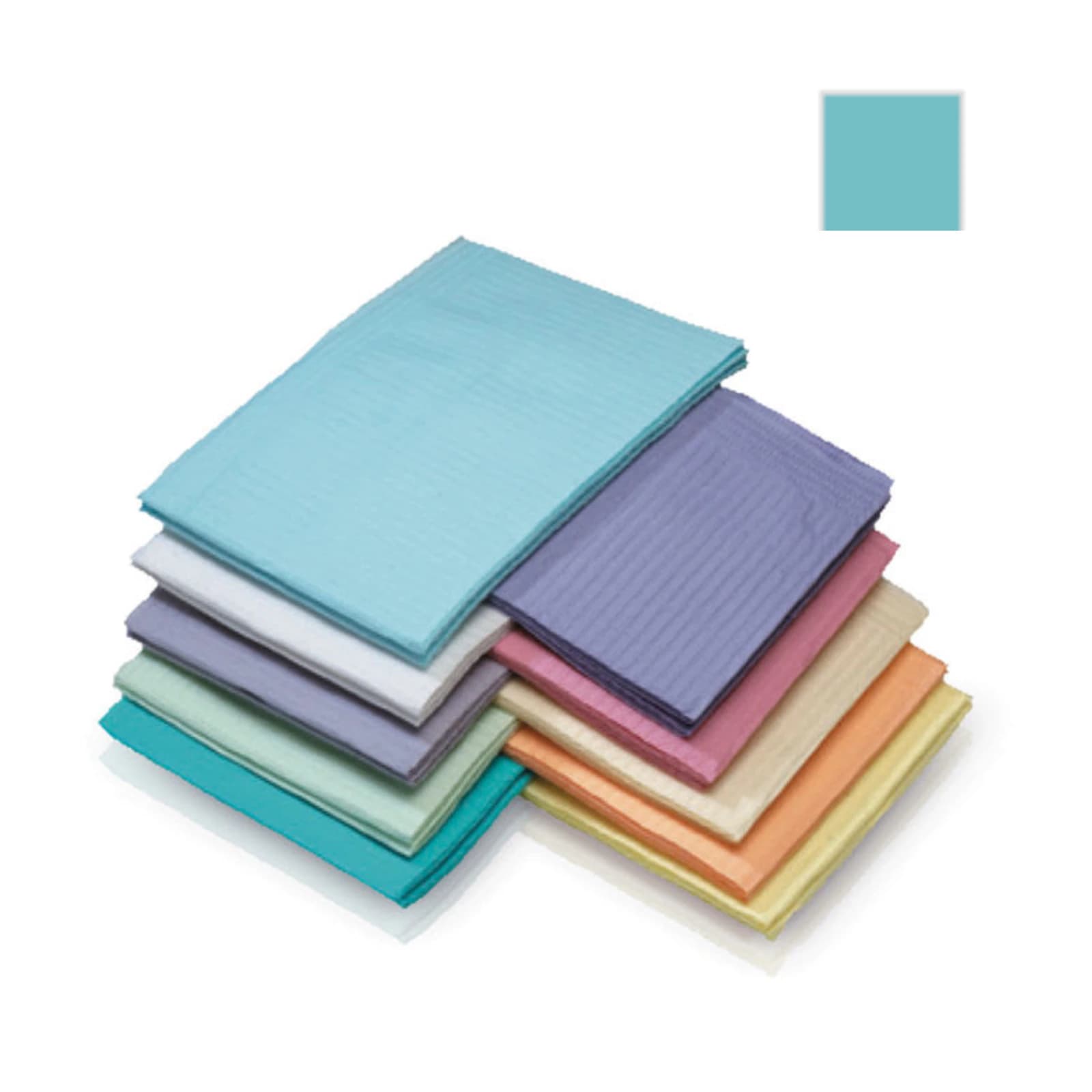 Medicom SafeBasics Dry-Back Plus Dental Bibs, 3-Ply Paper/1-Ply Poly, Aqua, 13" x 18", 500/Case, 8389 thumbnail 2