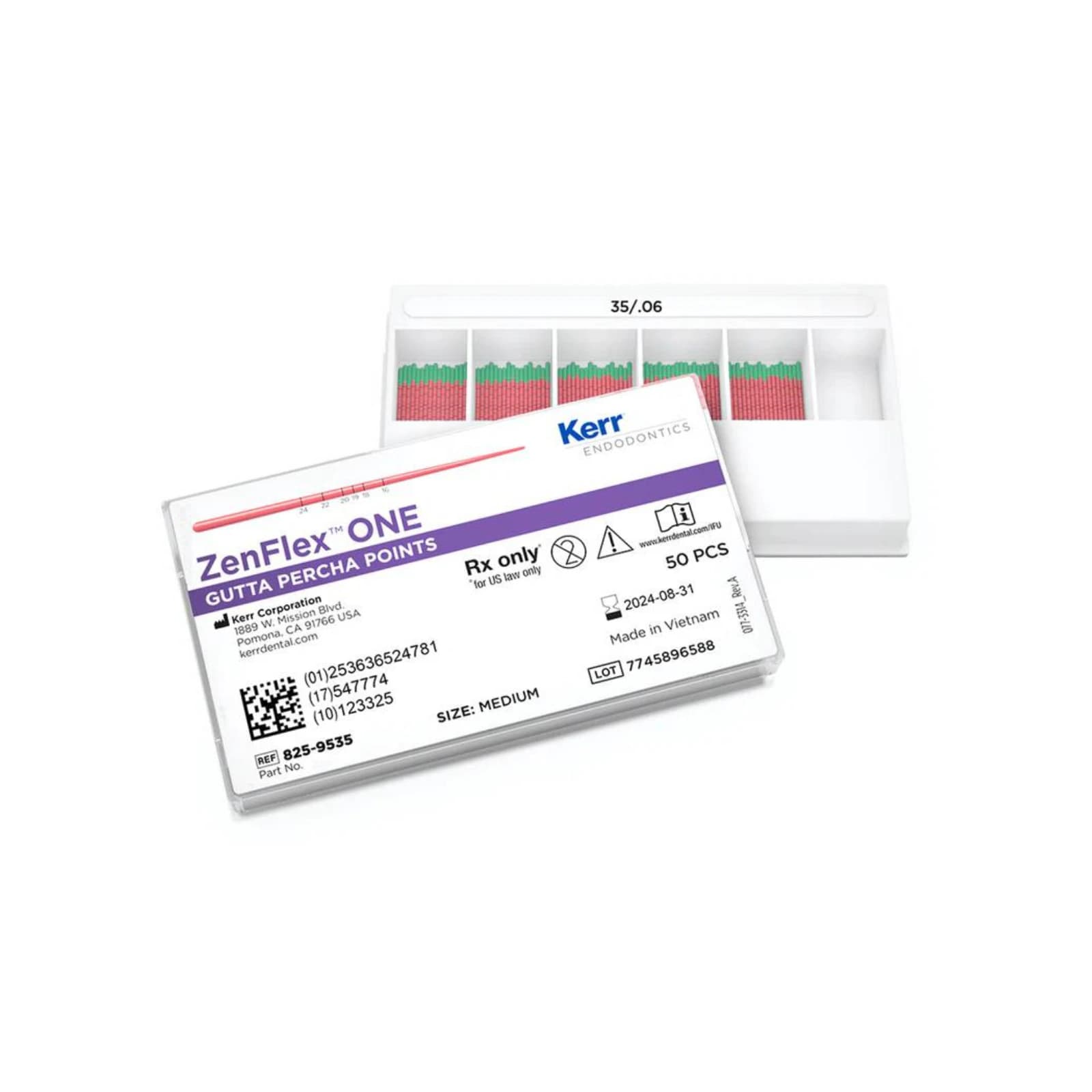Kerr Dental ZenFlex ONE Gutta Percha Points, Primary (25/.06), 50/Pk, 825-9525 thumbnail 2