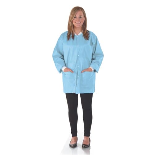 SafeWear Hipster Jacket, Small, Soft Blue, 45 g/m2 SMS, AAMI Level 2, 12/Pk, 8104-A thumbnail 9