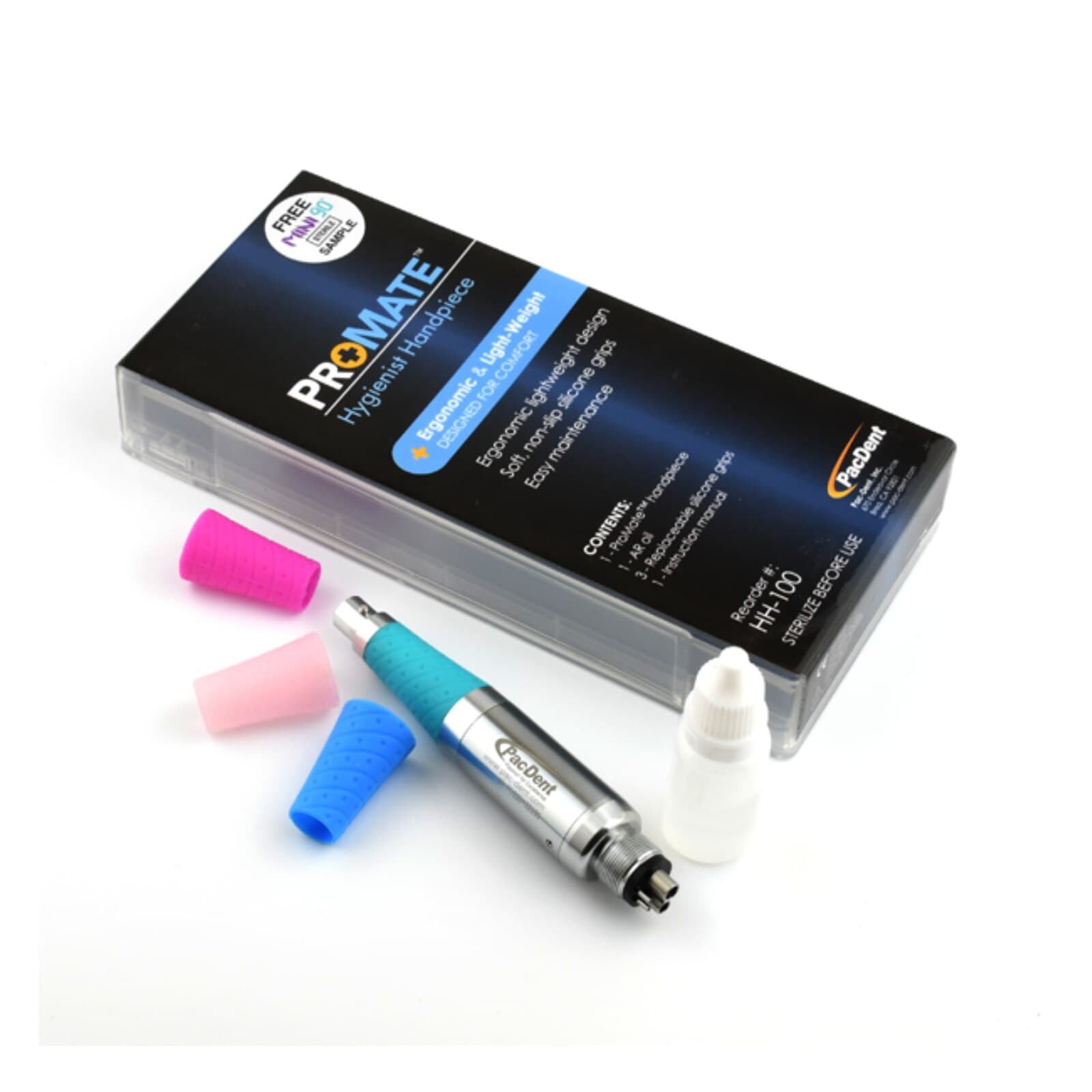 ProMate Hygiene Prophy Handpiece, Air-Driven, with 3 Silicone Grips, HH-100 thumbnail 3