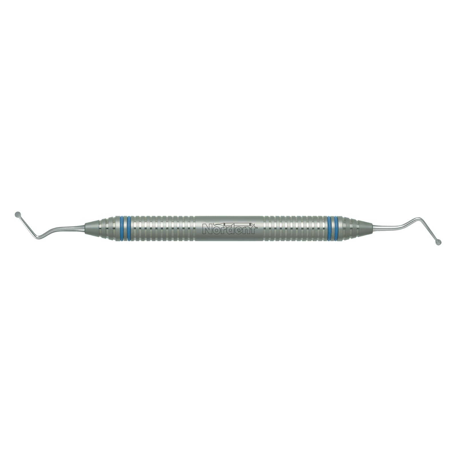 Nordent Excavator #14 (Size #20), Long Spoon, Double End, 2.4 mm Head Diameter, 10 mm Shank, 53° Angle, DuraLite® ColorRings™ Handle, Stainless Steel - Excavator – # 14 (20), Long Spoon, 2.4 mm Head Diameter, 10 mm Shank, 53° Angle, DuraLite® ColorRings™ Handle, Stainless Steel, Double End - Excavator – # 14 (20), Long Spoon, 2.4 mm Head Diameter, 10 mm Shank, 53° Angle, DuraLite® ColorRings™ Handle, Stainless Steel, Double End - Image 1