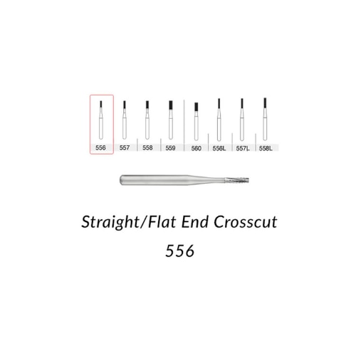 Alpen Operative Surgical Carbide Burs, FG, Straight Cross Cut Fissure, # 556, 0.9 mm, 100/Pk, R100556C thumbnail 3
