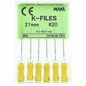 Mani K-File, Stainless Steel, 21 mm, ISO #20, Yellow, 6/Pk, MK2120 thumbnail 6