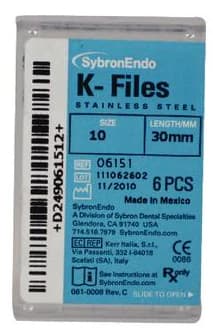 Kerr K-Files, Stainless Steel, 30 mm, #10, Purple, 6/Pk, 06151 thumbnail 12